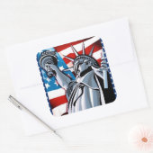 Sticker Carré Statue de la Liberté et drapeau américain (Enveloppe)
