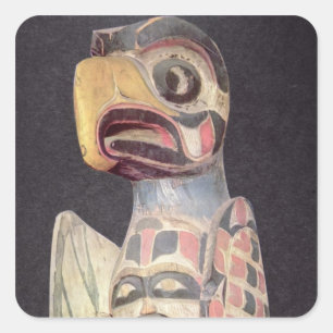 Sticker Carré Statue de "Thunderbird" de Haida (bois peint)
