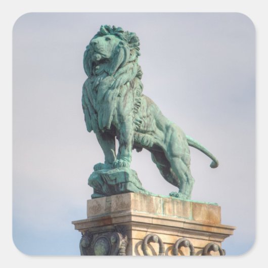 Sticker Carré Statue du lion bronze (Devant)