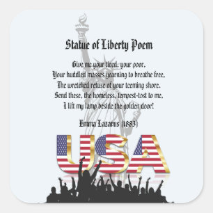 Sticker Carré Statue du poème de la liberté, Une nation d'immigr