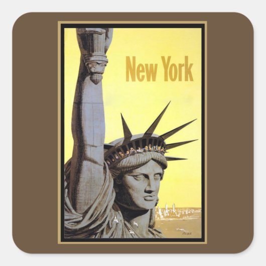 Sticker Carré statue of liberty new york travel poster (Devant)