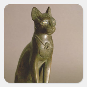 Sticker Carré Statuette d'un chat représentant la déesse Baste