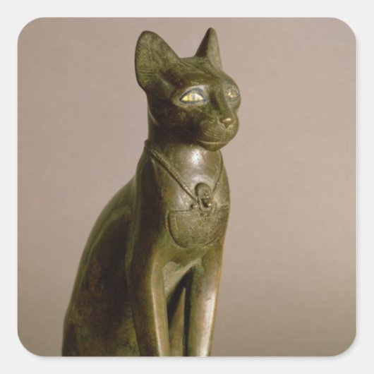 Sticker Carré Statuette d'un chat représentant la déesse Bastet (Devant)