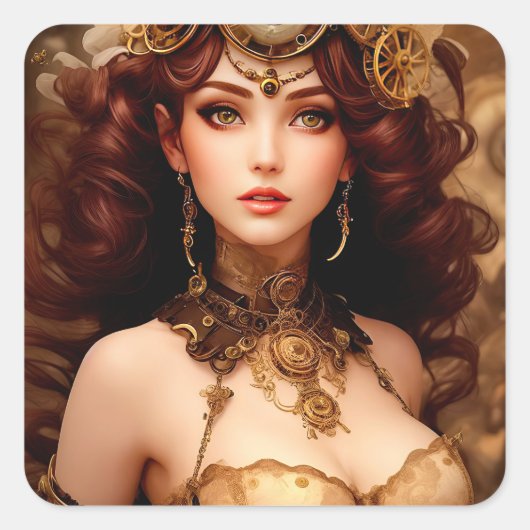 Sticker Carré Steampunk Belle Vénus (Devant)