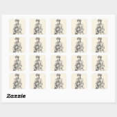 Sticker Carré Steampunk Elegance: Intricate Black & White Fashio (Feuille)
