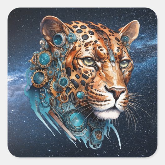 Sticker Carré Steampunk Jaguar (Devant)
