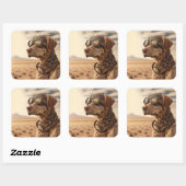 Sticker Carré Steampunk Labrador Retriever Chien (Feuille)