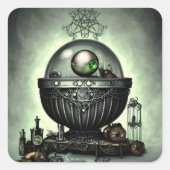 Sticker Carré Steampunk Ornate Cauldron et articles magiques sur (Devant)