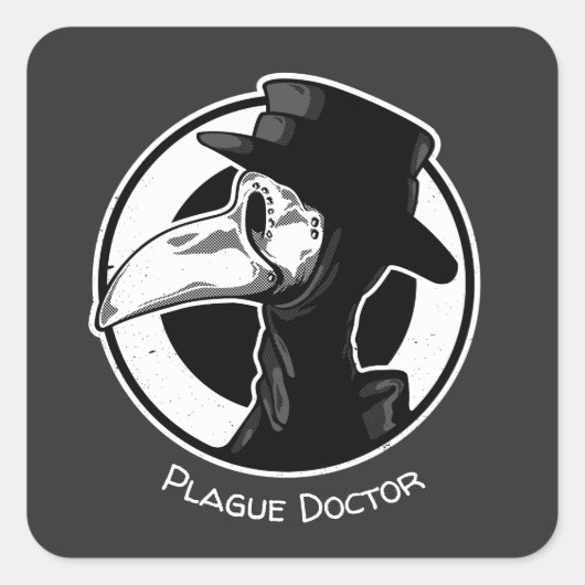 Sticker Carré Steampunk Plague Doctor Bird Mask B/W (Devant)