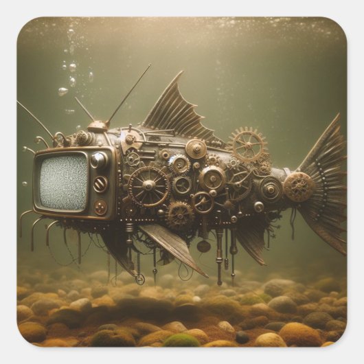 Sticker Carré Steampunk TV Catfish (Devant)