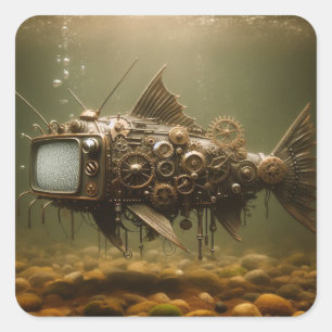 Sticker Carré Steampunk TV Catfish