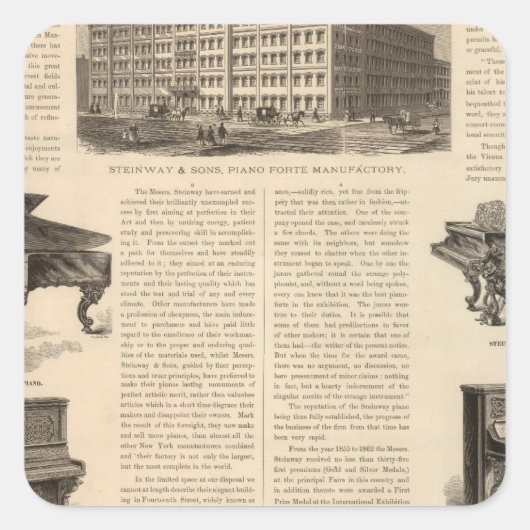 Sticker Carré Steinway et fils, Piano Manufacutrants (Devant)
