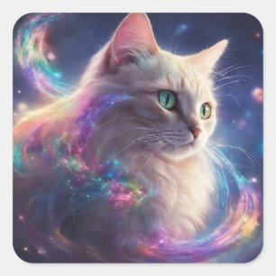 Sticker Carré Stellar Kitty - art de chat cosmique