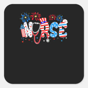 Sticker Carré Stéthoscope d'infirmière pour femmes du 4 juillet