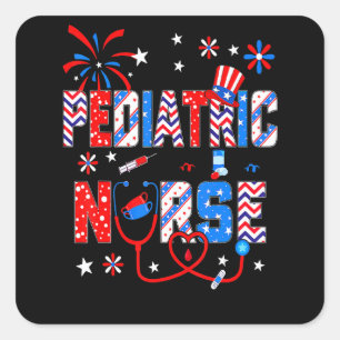 Sticker Carré Stéthoscope du 4 juillet pour femmes Patriote Pédi