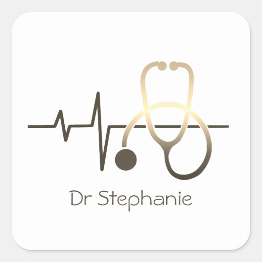 Sticker Carré Stethoscope Heartbeat Médicale (Devant)