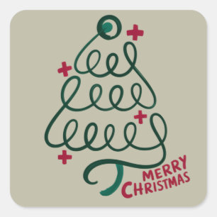 Sticker Carré Stéthoscope Joyeux Noël CNA Travailleur Médical