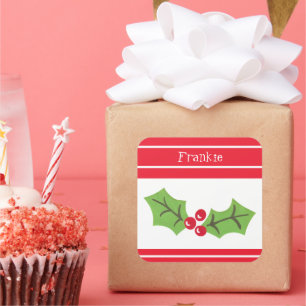 Sticker Carré Stic Carré de Noël personnalisé Holly & Berries