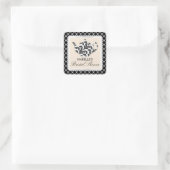 Sticker Carré Stick à thé à Fête des mariées noire blanche chic (Sac)