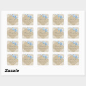 Sticker Carré Stick Baby shower Burlap Lace & Blue Bow (Feuille)
