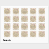 Sticker Carré Stick Baby shower Burlap Lace & Pink Bow (Feuille)