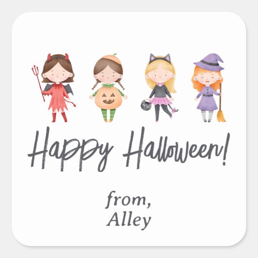 Sticker Carré Stick Costume Halloween pour les enfants mignons (Devant)