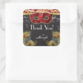 Sticker Carré Stick d'anniversaire Masquerade Ball Red Gold Peac (Sac)