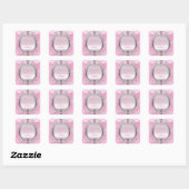 Sticker Carré Stick de fête d'anniversaire Silver & Pink Fancy F (Feuille)