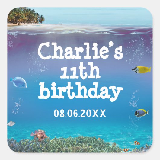 Sticker Carré Stick de Merci de Carré Tropical Summer Beach (Devant)