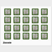 Sticker Carré Stick de Noël Snow Leopard Holly Leaf (Feuille)