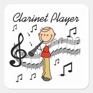 Sticker Carré Stick Figure Homme Clarinet Lecteur Tshirts et cad