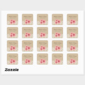 Sticker Carré Stick Mariage de dentelle en rose romantique Roses (Feuille)