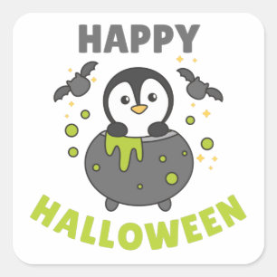 Sticker Carré Sticke Carré de chauve-souris Pingouin Halloween h