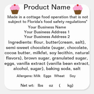 Sticker Carré Sticker/Étiquette FLORIDA Cottage Food Law