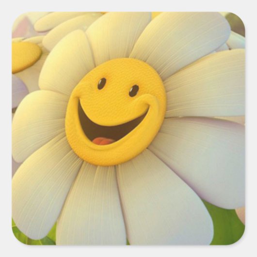 Sticker Carré Sticker/Tournesol souriant (Devant)