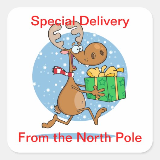 Sticker Carré Stickers—Rinder avec cadeau (Devant)