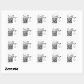 Sticker Carré Sticleur de code QR simple Mariage Hydrangea (Feuille)