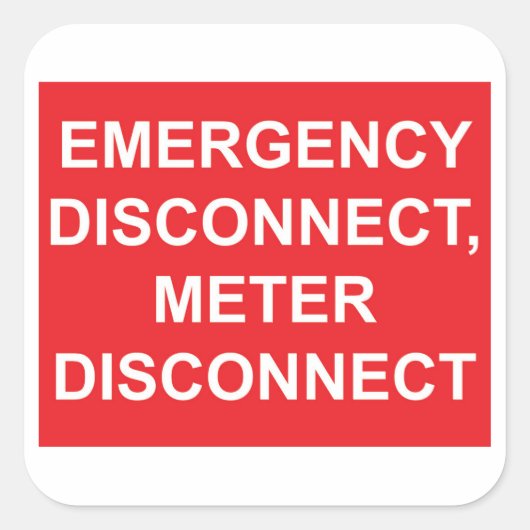 Sticker Carré Sticleur de déconnexion du compteur d'urgence (Devant)