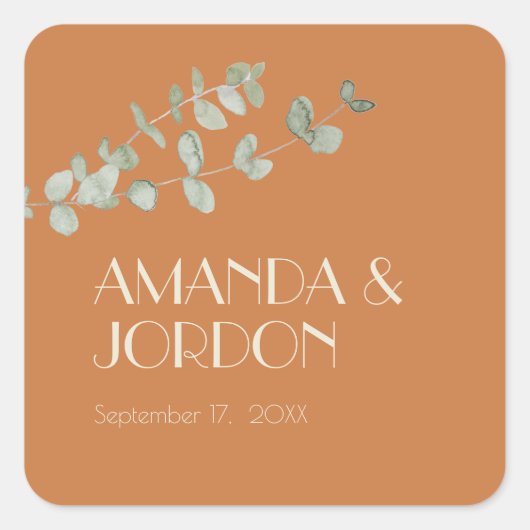 Sticker Carré Sticule Mariage Eucalyptus Deco en terre cuite (Devant)