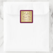 Sticker Carré Sticule Monogramme Vin Plum et or Floral Damask (Sac)