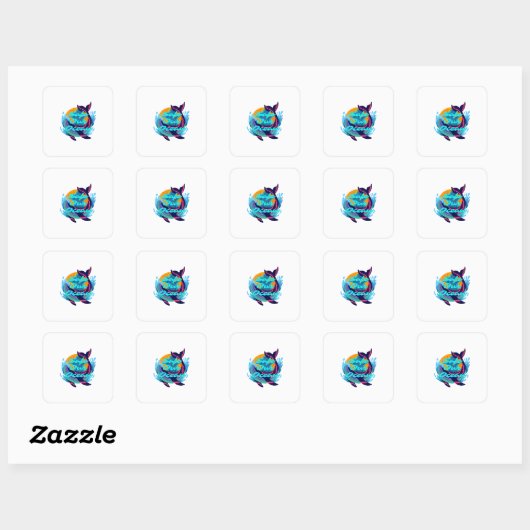 Sticker Carré Stiker Blue Minimalist Protégez Notre Océan (Feuille)