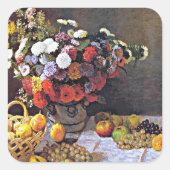 Sticker Carré Still Life, Flowers and Fruit, art (Devant)