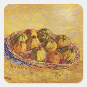 Sticker Carré Still Life, Panier de pommes de Vincent van Gogh