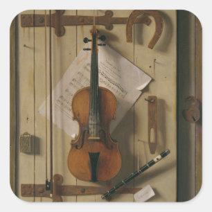 Sticker Carré Still Life, Violon et Musique