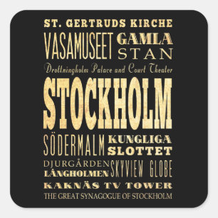 Sticker Carré Stockholm City Royaume-Uni Typographie Art