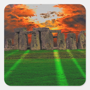 Sticker Carré Stonehenge Standing Stones au coucher du soleil