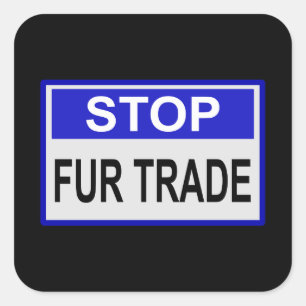 Sticker Carré Stop Fur Trade Panneau bleu