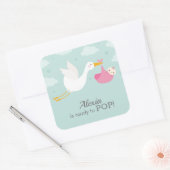Sticker Carré Stork Clouds Girl Baby shower Bundle (Enveloppe)