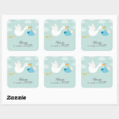 Sticker Carré Stork Nuages Blue Boy Baby shower Bundle (Feuille)