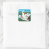 Sticker Carré STORK TWIN BÉBÉ DOUCHE GARÇON, bleu turquoise (Sac)